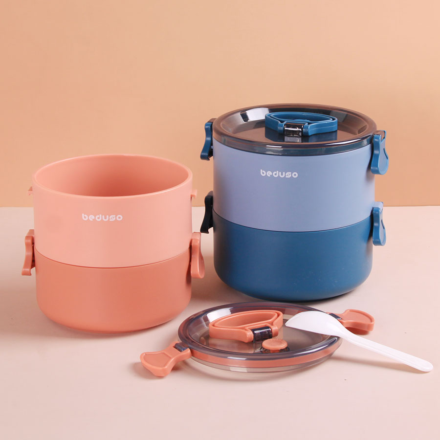 可伊圓形雙層便當盒(